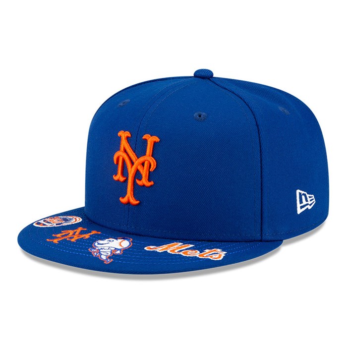New York Mets MLB Visor Hit 59FIFTY Lippis Sininen - New Era Lippikset Tukkukauppa FI-153248